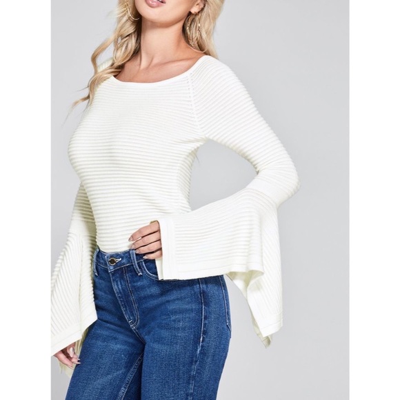 Marciano Binx Bell Sleeve Ivory Sweater - Picture 2 of 11